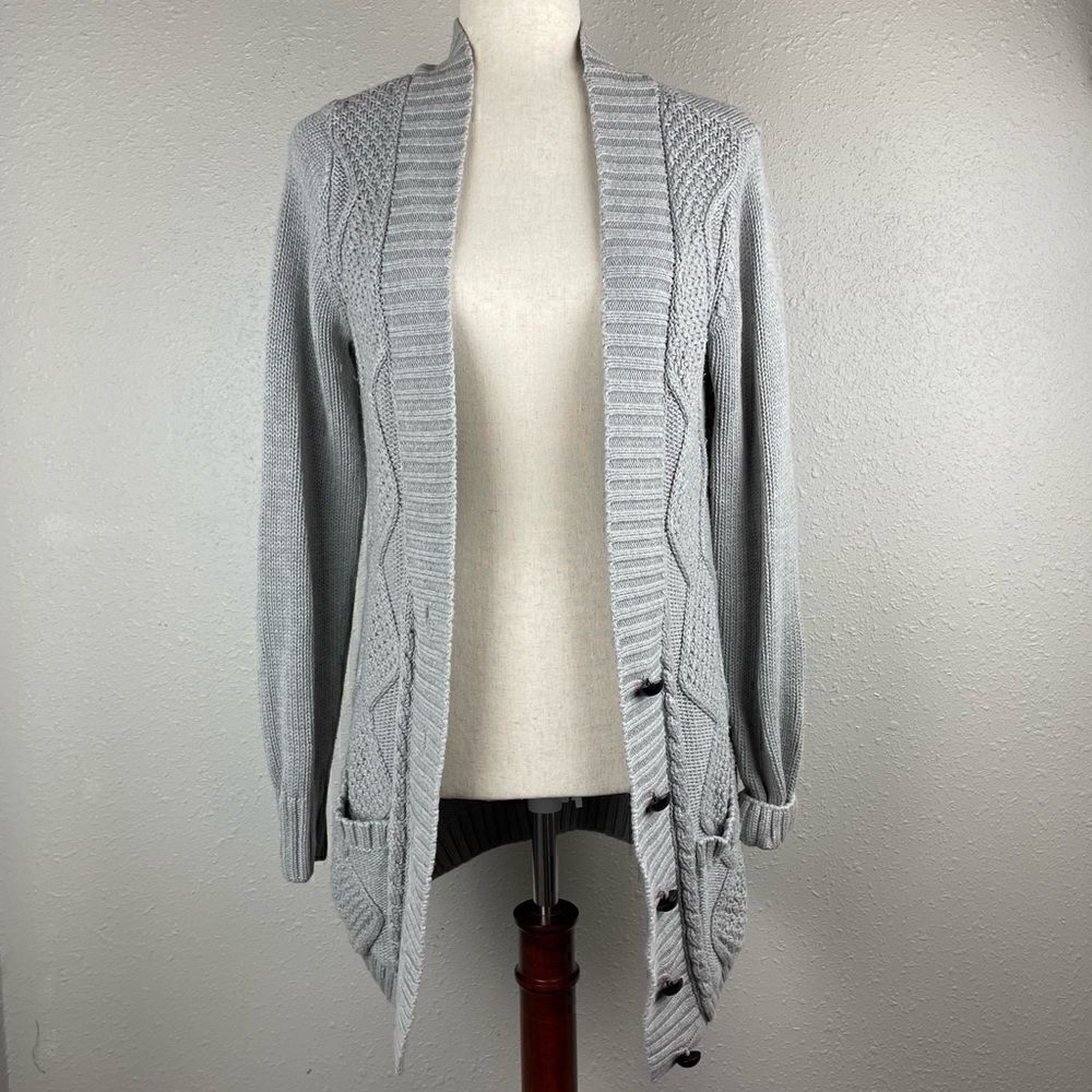 VENUS Gray Extra Long Open Front Cardigan Sweater Size M EUC
